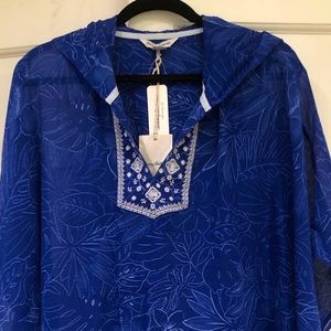 Tommy Bahama Embroidered Semi-Sheer Top/Coverup in Royal - XL - NWT
